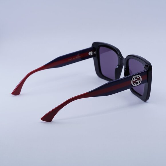 Gucci GG1861S 004 Sunglasses Shiny Black Square Frame, Dark Violet Lenses main image 4